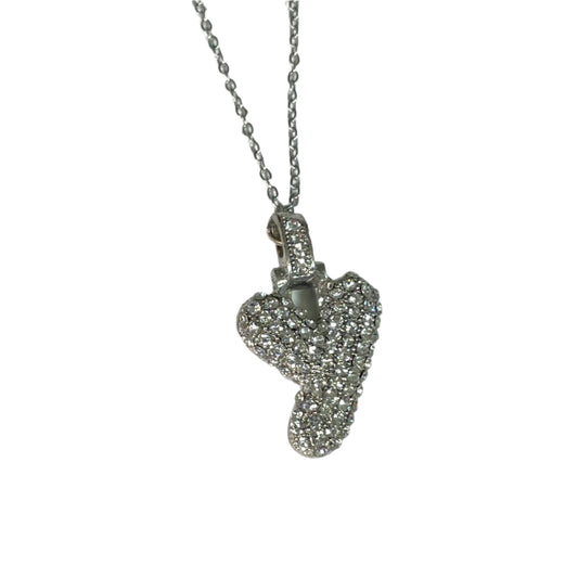 Gift For Valentine's Day Silver Stone Studded Y Initial Charm Necklace - DropShp