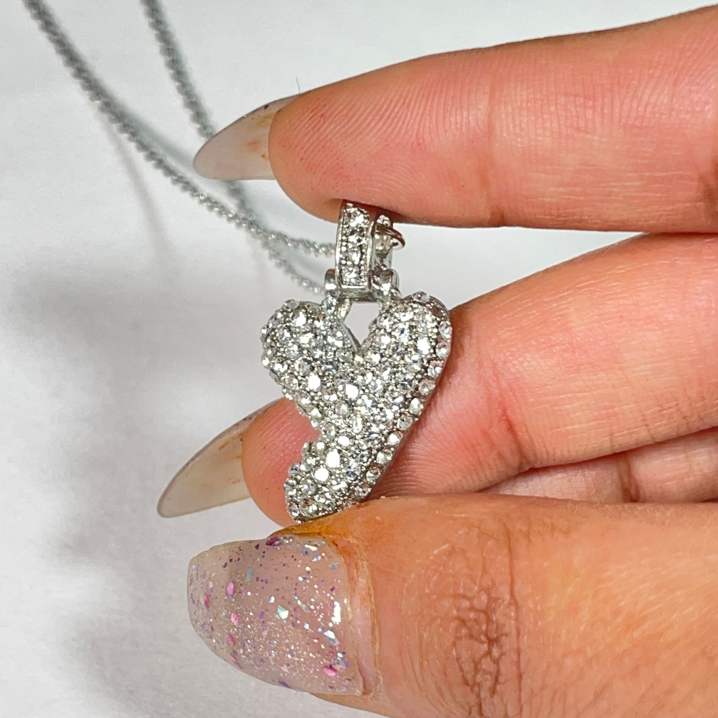 Gift For Valentine's Day Silver Stone Studded Y Initial Charm Necklace - DropShp