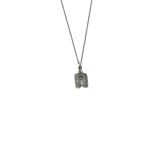 Gift For Valentine's Day Silver Stone Studded H Initial Charm Necklace - DropShp
