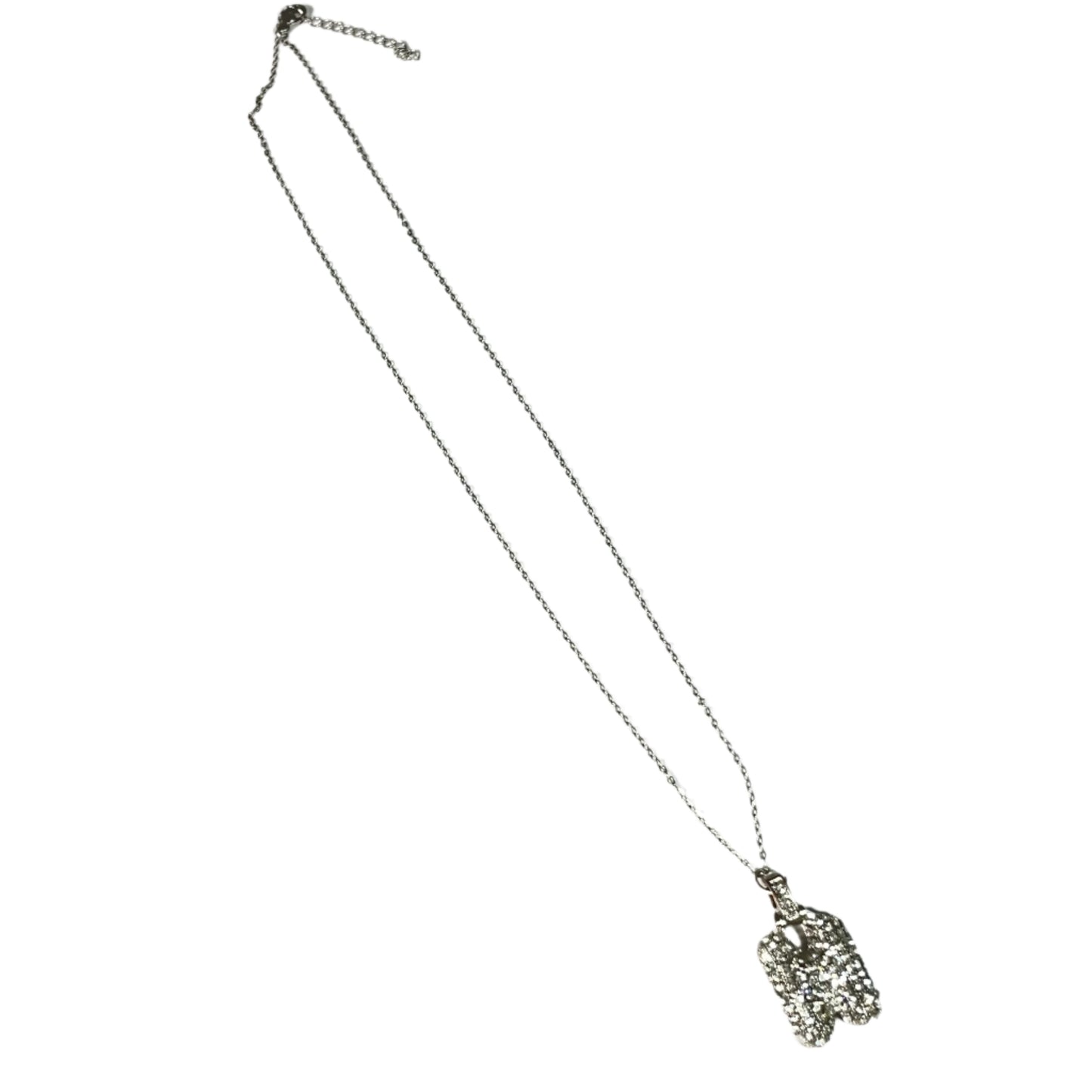 Gift For Valentine's Day Silver Stone Studded H Initial Charm Necklace - DropShp