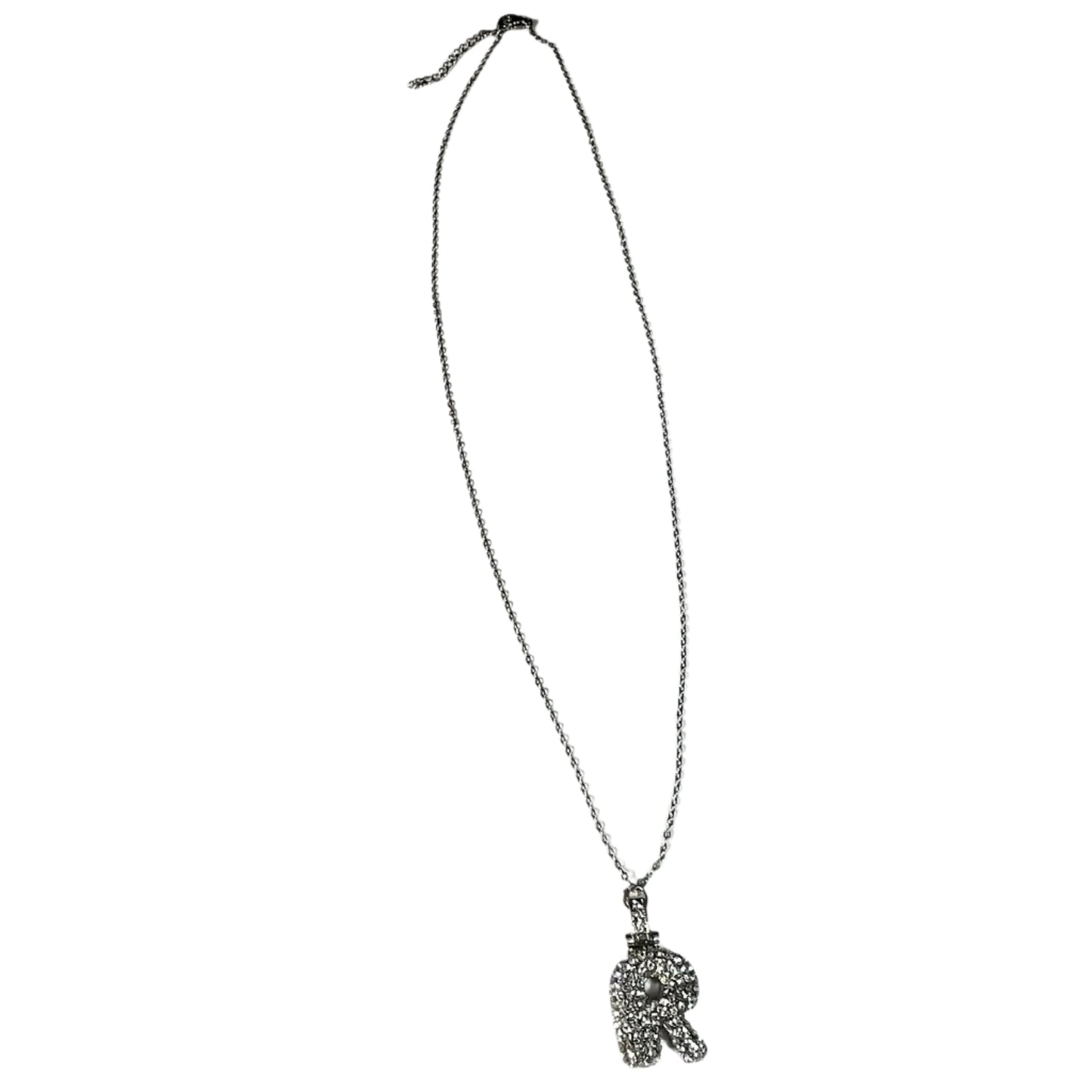 Gift For Valentine's Day Silver Stone Studded R Initial Charm Necklace - DropShp