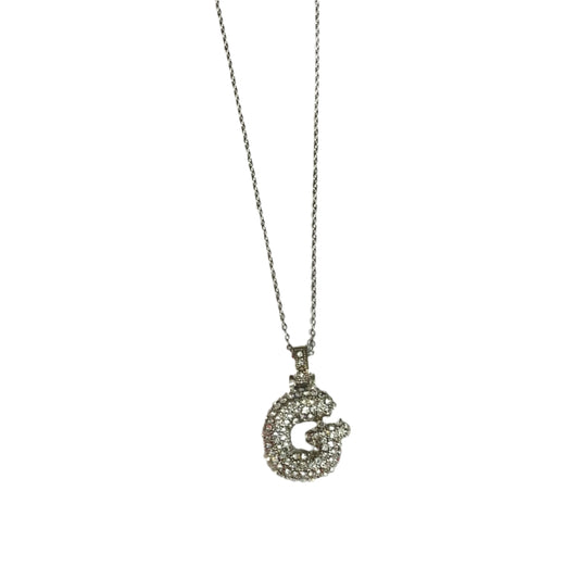 Gift For Valentine's Day Silver Stone Studded G Initial Necklace - DropShp