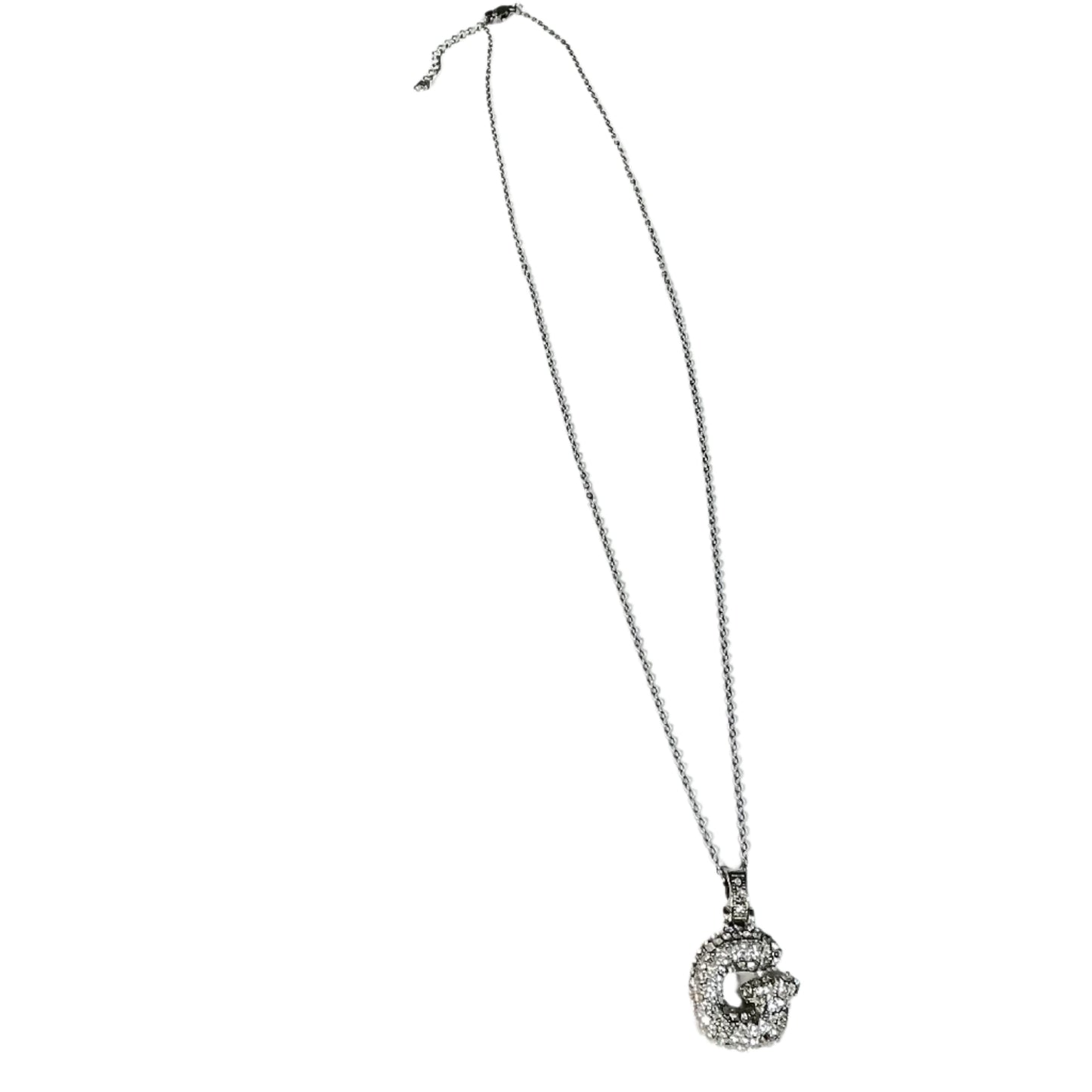 Gift For Valentine's Day Silver Stone Studded G Initial Necklace - DropShp