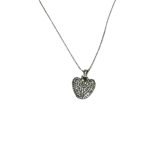 Gift For Valentine's Day Silver Stone Studded Heart Charm Necklace - DropShp