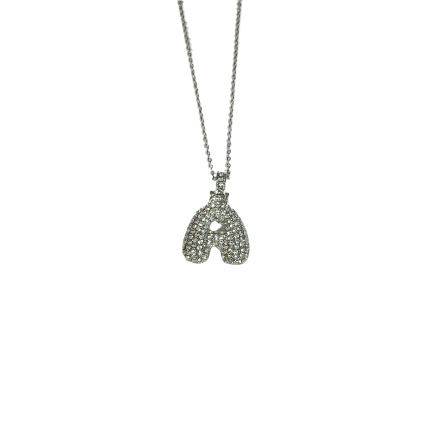 Gift For Valentine's Day Silver Stone Studded A Initial Necklace - DropShp