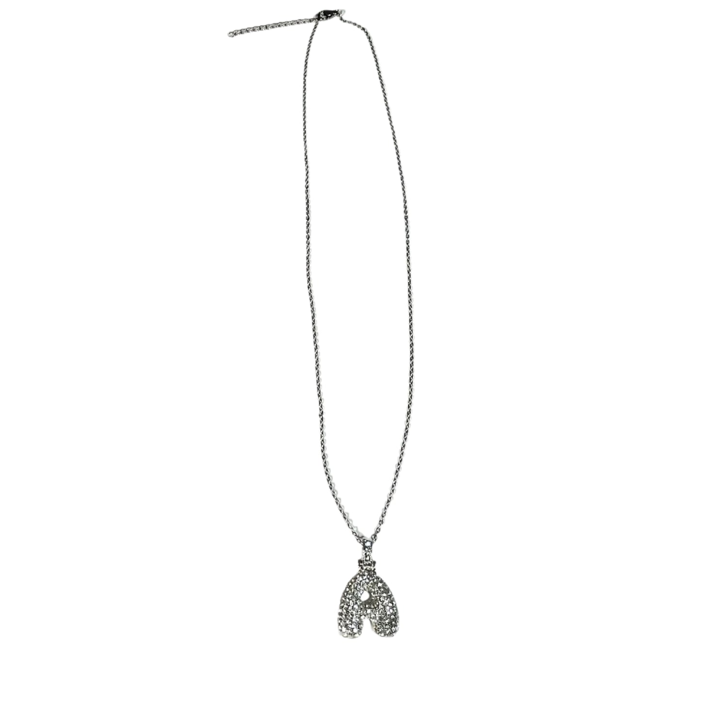 Gift For Valentine's Day Silver Stone Studded A Initial Necklace - DropShp