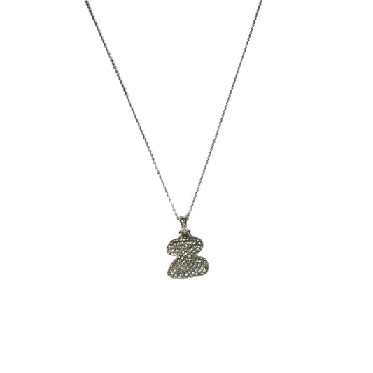 Gift For Valentine's Day Silver Stone Studded Z Initial Charm Necklace - DropShp