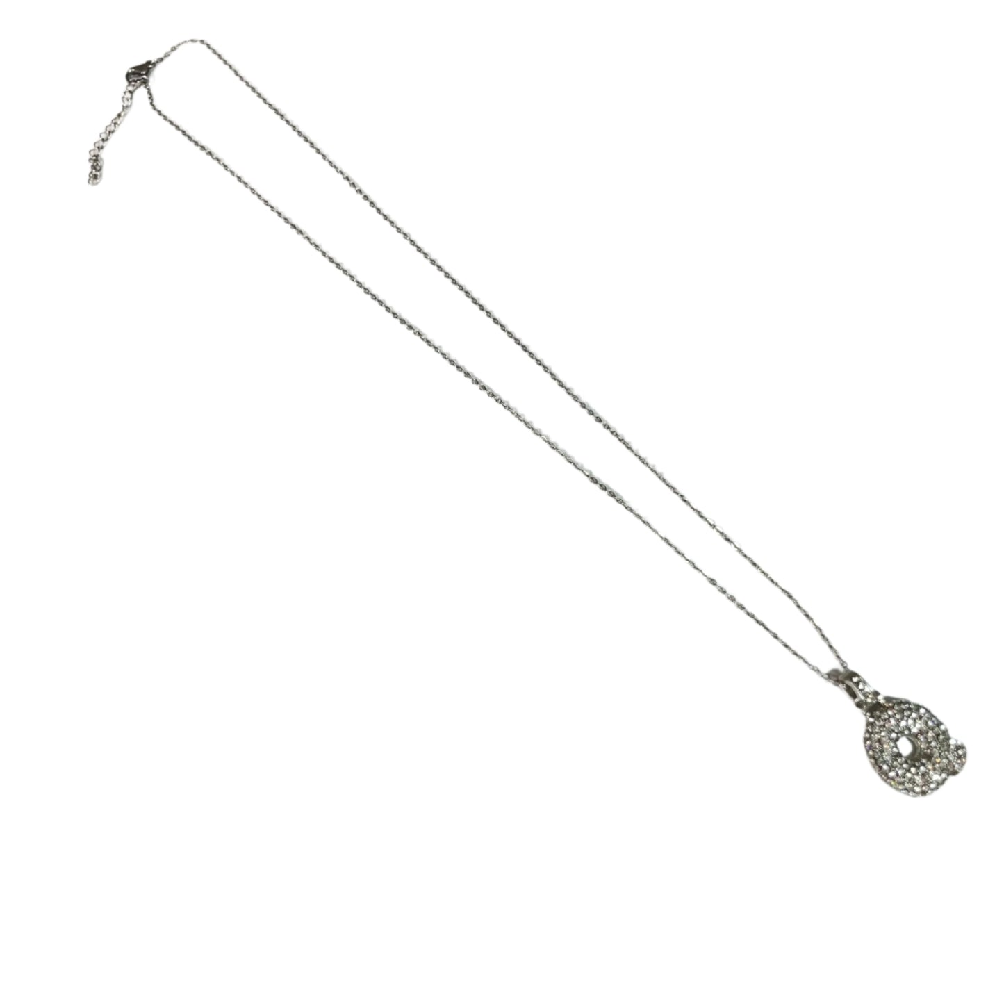 Gift For Valentine's Day Silver Stone Studded Q Initial Necklace - DropShp