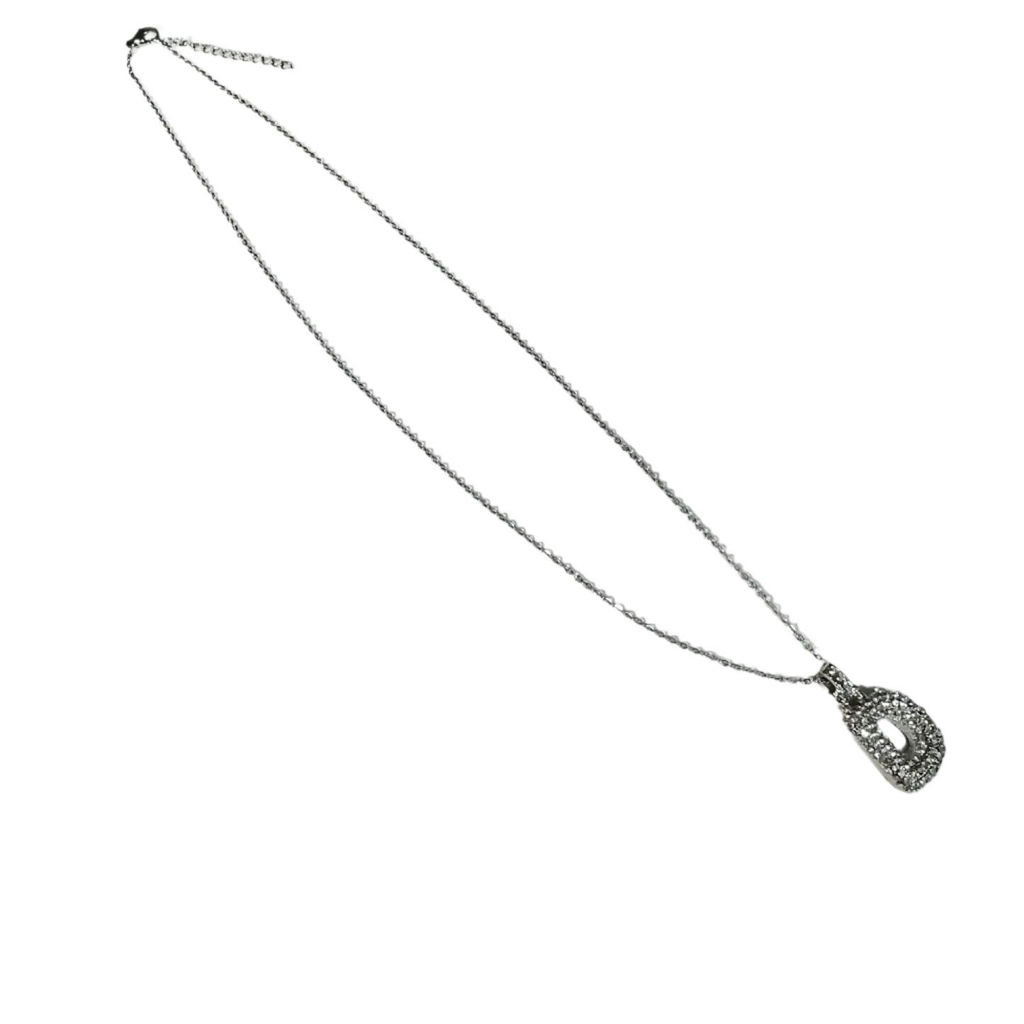 Gift For Valentine's Day Silver Stone Studded D Initial Necklace - DropShp