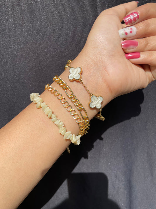 Pack Of 4 Crystal Layered Beaded Bracelets Stack - DropShp