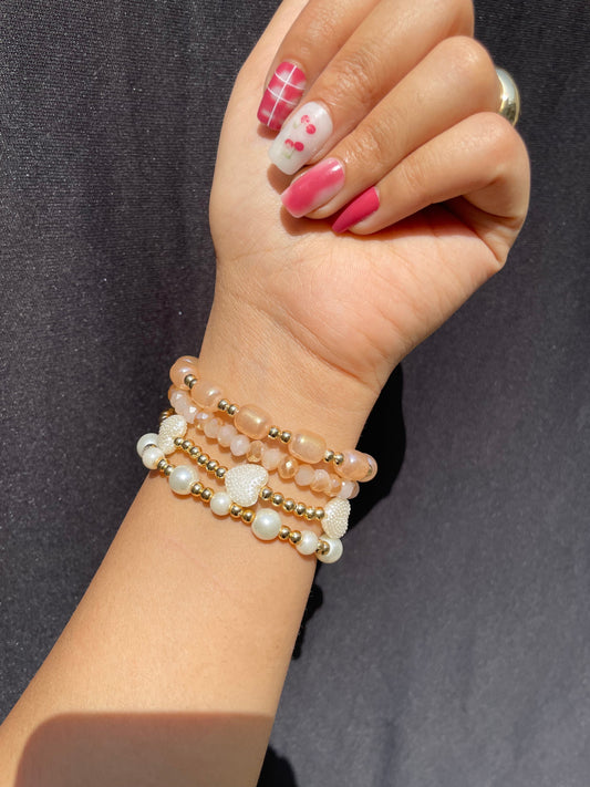 Pack Of 4 Crystal Layered Beaded Bracelets Stack - DropShp