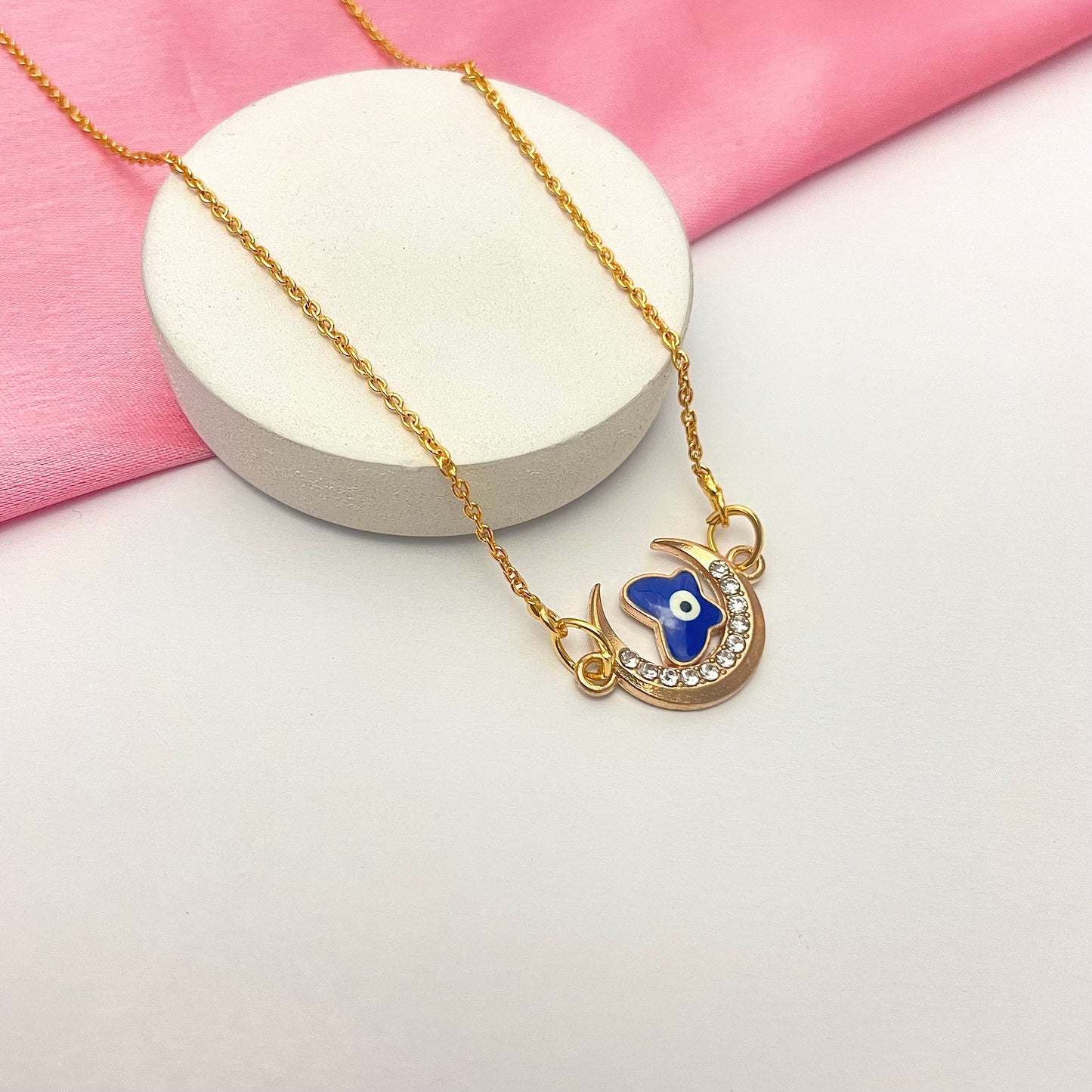 Waterproof Golden Butterfly Evil Eye Charm Necklace - DropShp