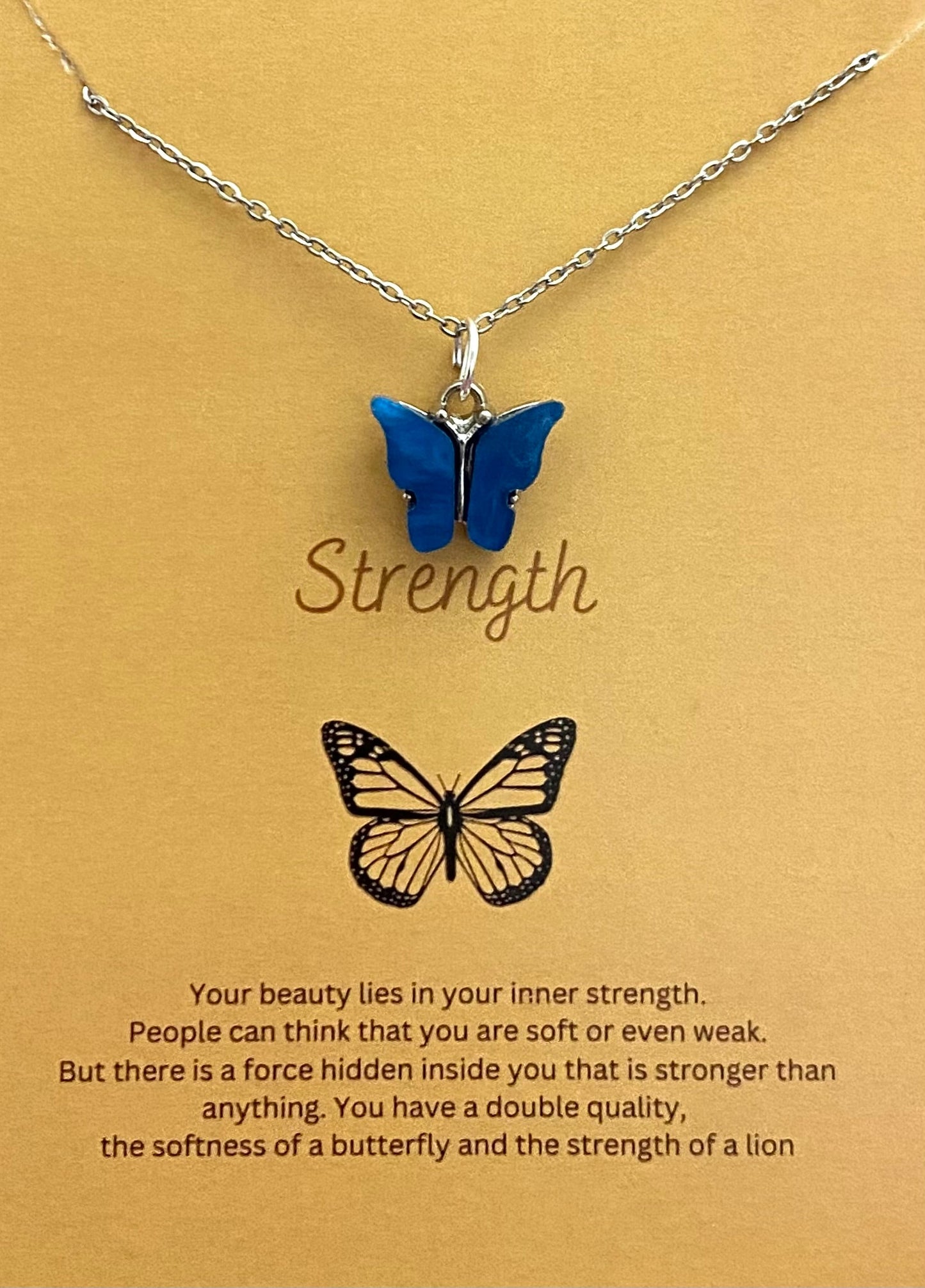 Acrylic Butterfly Necklace With Silver Stainless Steel Chain - DropShp