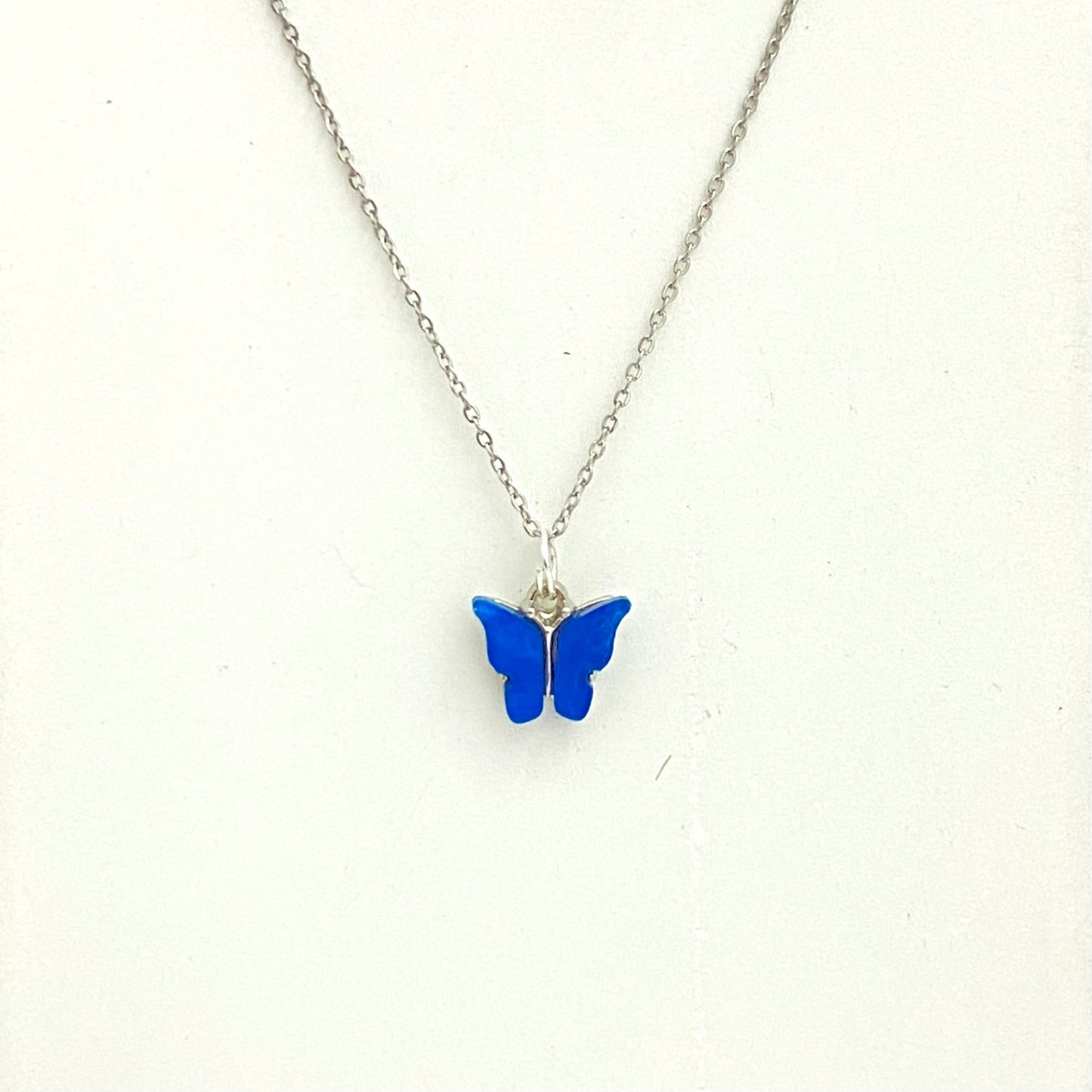 Acrylic Butterfly Necklace With Silver Stainless Steel Chain - DropShp
