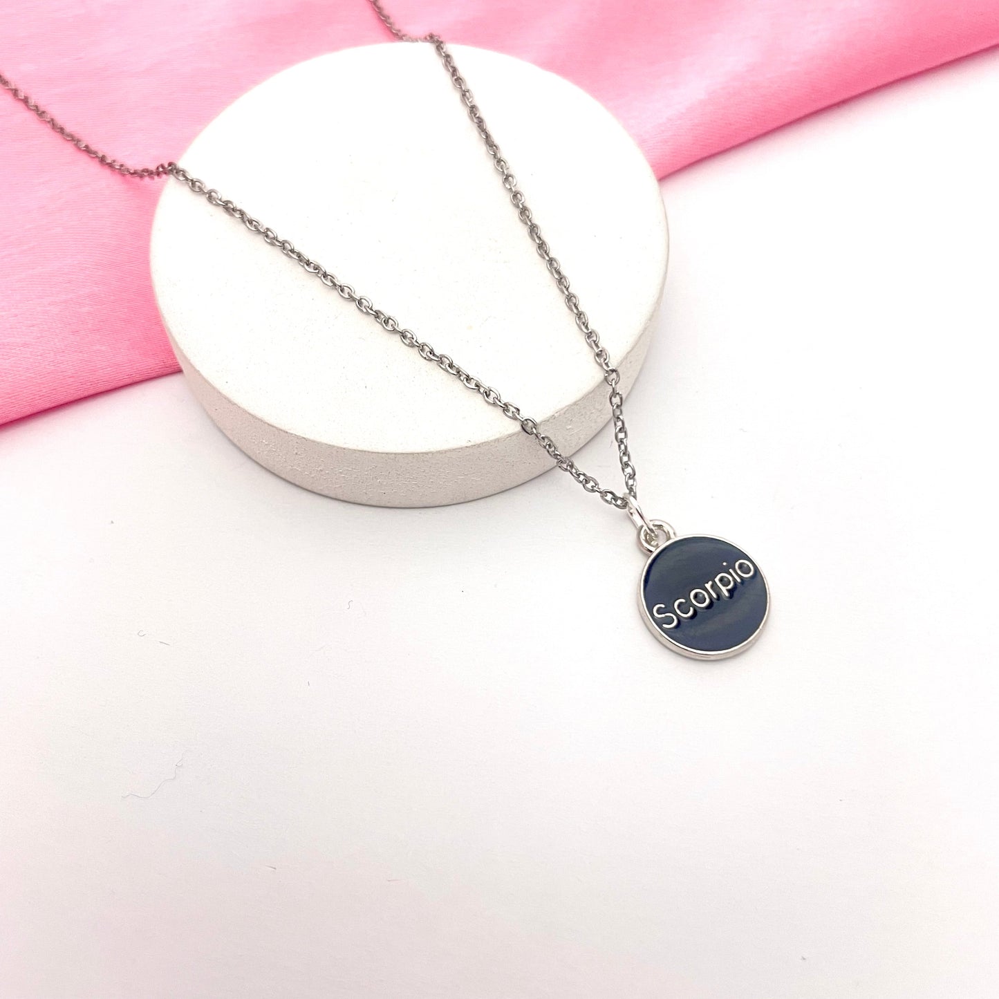 Waterproof Scorpio Zodiac Symbol Necklace With Silver Chain - DropShp