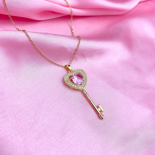 Golden Stainless Steel Key Shaped Necklace - DropShp