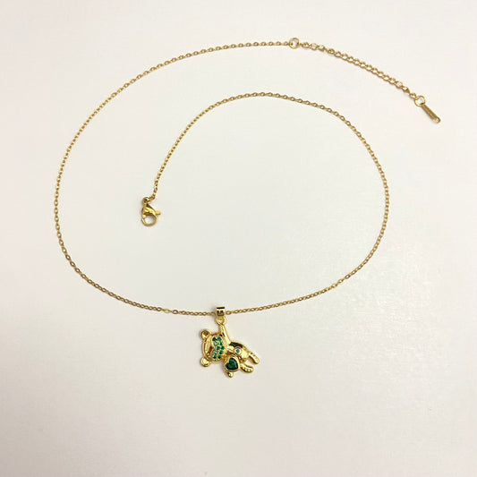 Stainless Steel Cute Bear With Heart Pendant Necklace - DropShp