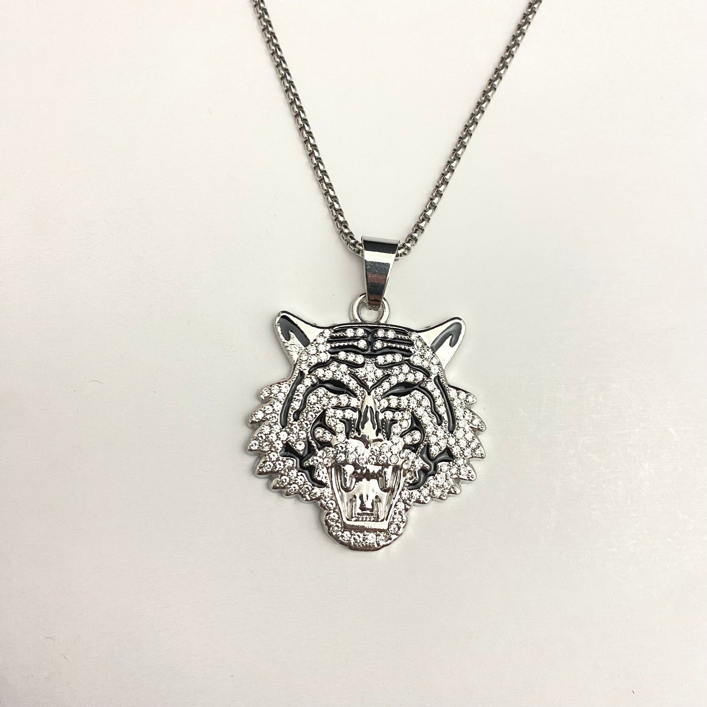 Tiger Head Iced Out Hip Hop Pendant Necklace With Chain - DropShp