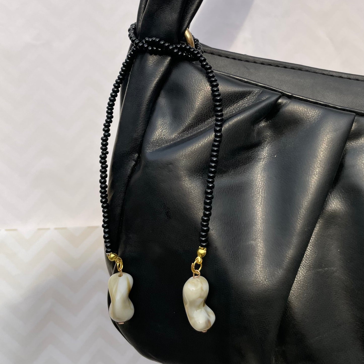 Cute Black Seed Beads Bag Keychain for Women and Girls | Stylish Bag Accessories - DropShp