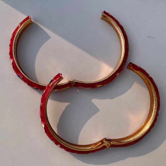 Single Meenakari Colourful Enamel Gold Plated Red Bangles Bracelet for Women & Girls - DropShp