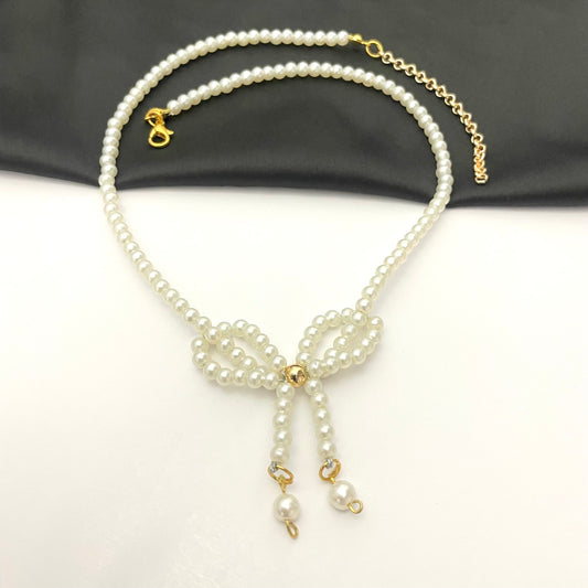 Elegant Women's Simulated Bow Pearl Necklace (D-1) - DropShp