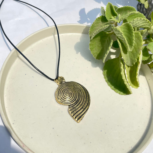 Golden Chakra Tail Oxidised Boho Brass Antique Necklace With Adjustable Rope Chain - DropShp