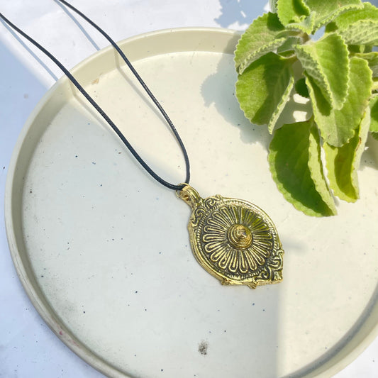 Golden Oxidised Boho Brass Antique Necklace With Adjustable Rope Chain - DropShp