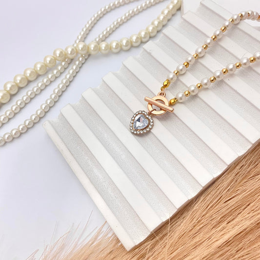 Pearl Heart Shape Pendant Choker Necklace Perfect For Dailywear - DropShp