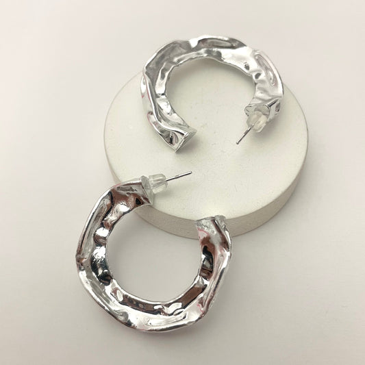 Silver Circular Hoops Earrings - DropShp
