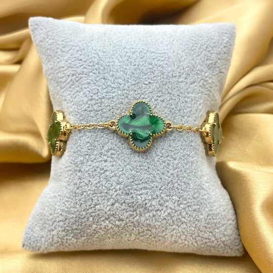 Adjustable Green Clover Designed Stainless Steel Korean Stylish Bracelet - DropShp