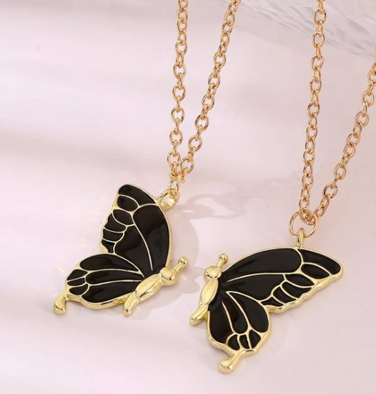 Black Butterfly Friendship Necklace - DropShp