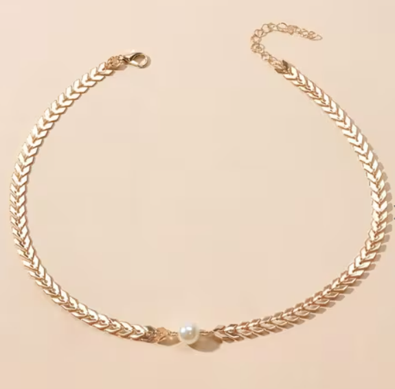 One Pearl Arrow Chain Choker Necklace - DropShp