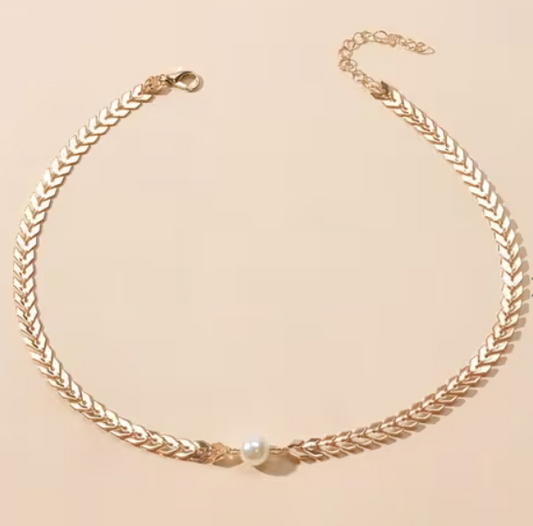 One Pearl Arrow Chain Choker Necklace - DropShp