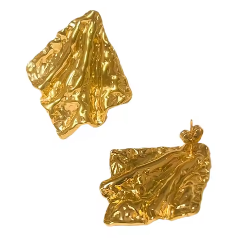 18K Gold Plated Stainless Steel Irregular Geometric Stud Earrings - DropShp