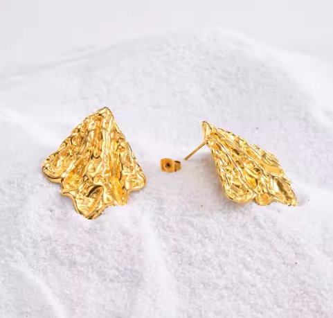 18K Gold Plated Stainless Steel Irregular Geometric Stud Earrings - DropShp