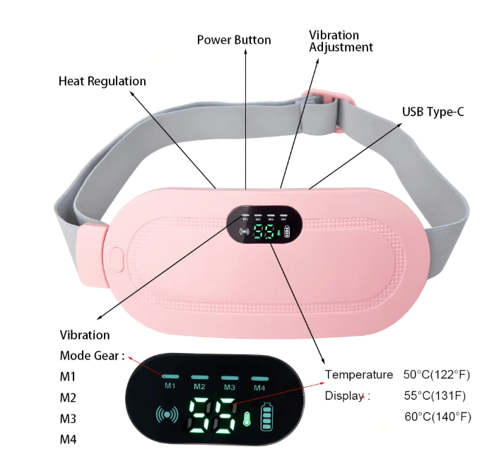 Period Cramp Relief Massager & Heating Pad-Portable - DropShp
