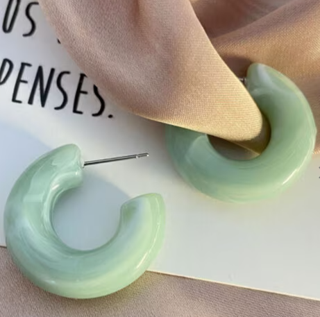Trendy Sea Green Hoop Earrings - DropShp