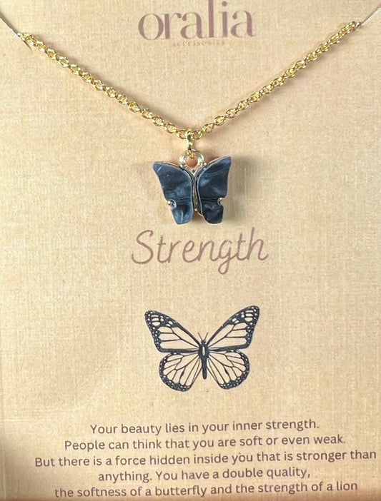 Black Acrylic Butterfly Necklace (Golden) - DropShp