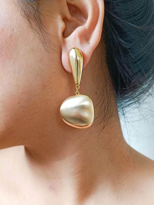 Golden Matte Shine Korean Earrings - DropShp