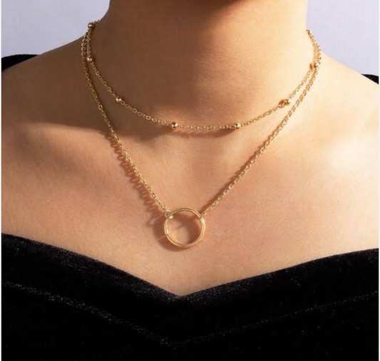 Double Layer Ring Necklace (Golden) - DropShp