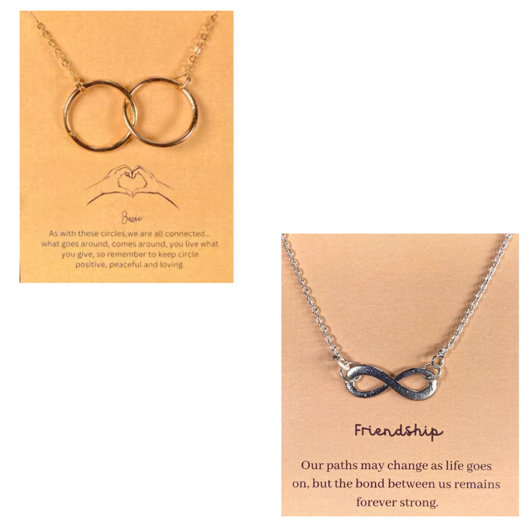 Silver Infinity & Double Ring Necklace Combo - DropShp