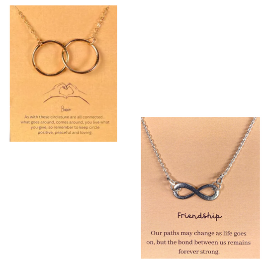 Silver Infinity & Double Ring Necklace Combo - DropShp