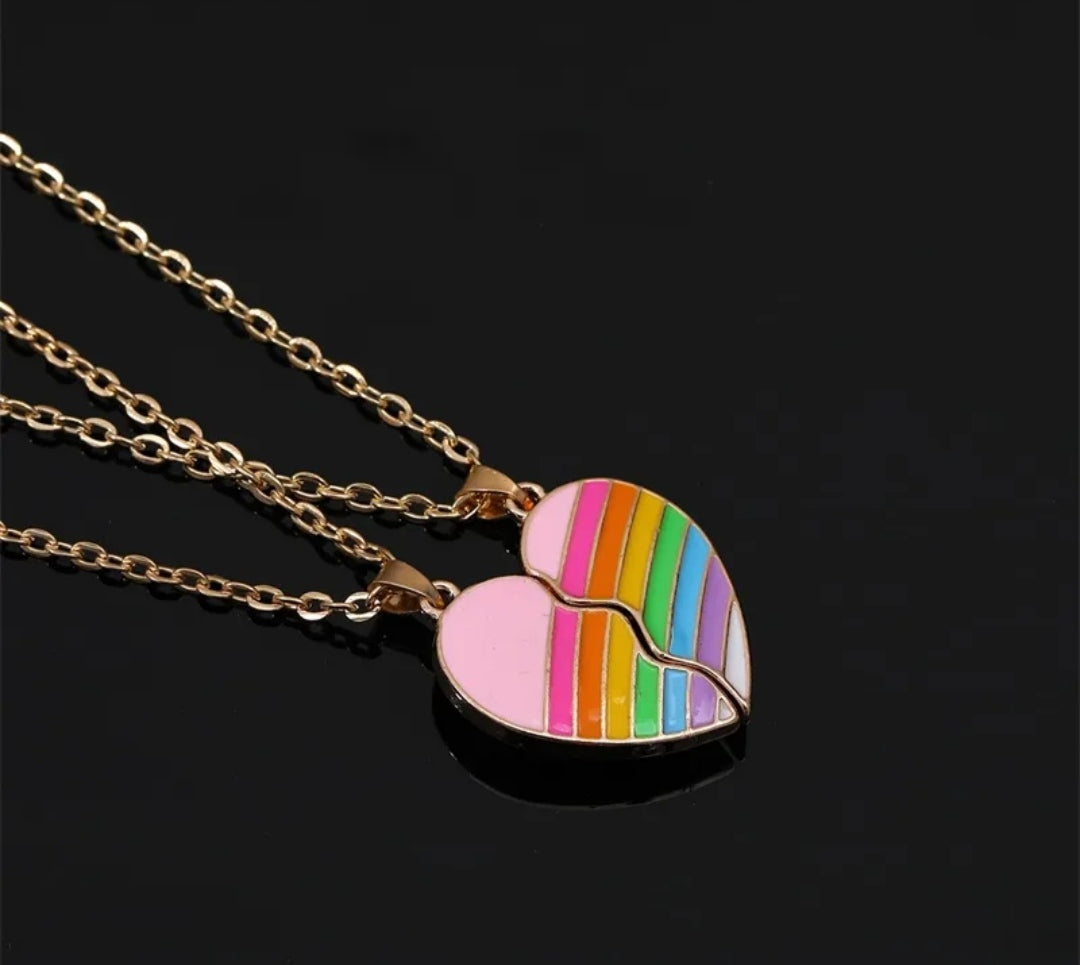 Waterproof Golden Glitter Broken Heart Charm Necklace - DropShp