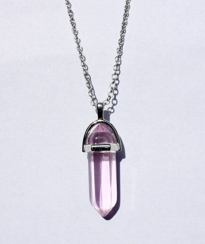 Light Lavender Pencil Pendant Necklace With Stainless Steel Chain (D-24) - DropShp