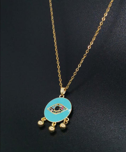 Premium Golden Evil Eye Necklace With Stainless Steel Chain - DropShp