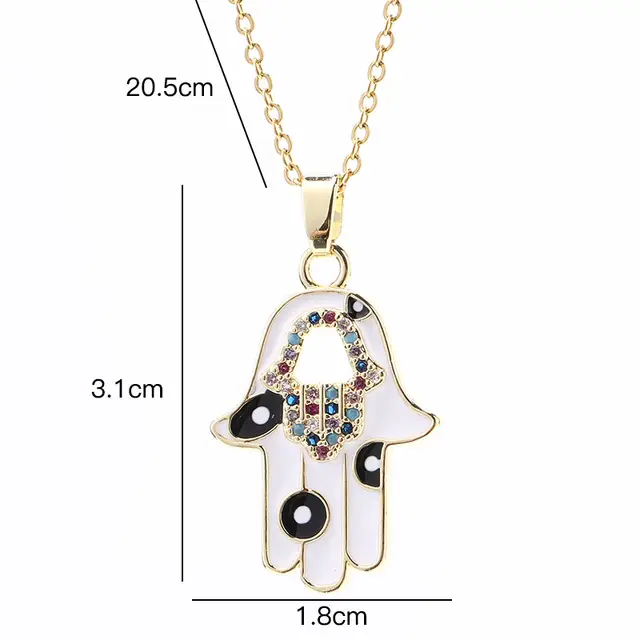 Premium Golden Hamsa Hand Necklace With Stainless Steel Chain - DropShp