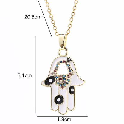Premium Golden Hamsa Hand Necklace With Stainless Steel Chain - DropShp