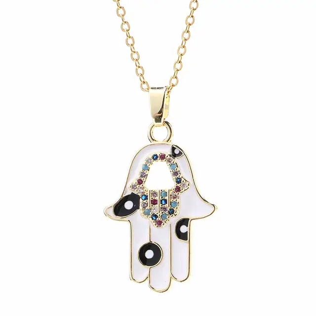 Premium Golden Hamsa Hand Necklace With Stainless Steel Chain - DropShp