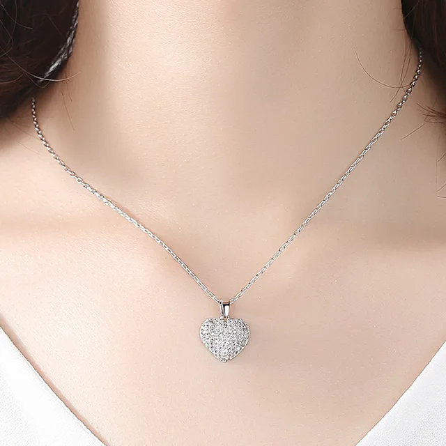 Stone Studded Heart Pendant Chain Necklace - DropShp