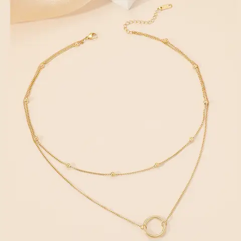Double Layer Ring Necklace (Golden) - DropShp